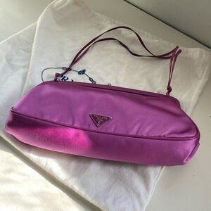💜 Vintage Prada Vibrant Jeweled Purple Raso Frame Satin Evening Bag